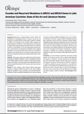 Founder and Recurrent Mutations in BRCA1 and BRCA2 Genes in Latin American Countries