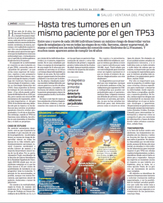 Hasta tres tumores en un mismo paciente por el gen TP53