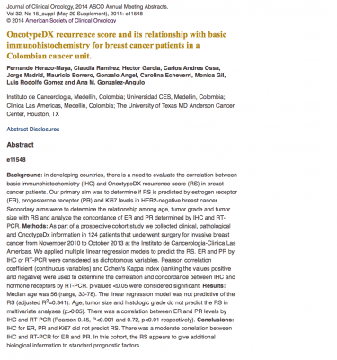 OncotypeDX recurrence score and its relationship with basic immunohistochemistry