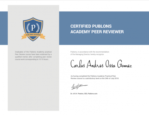 Revisor académico para Journals Internacionales